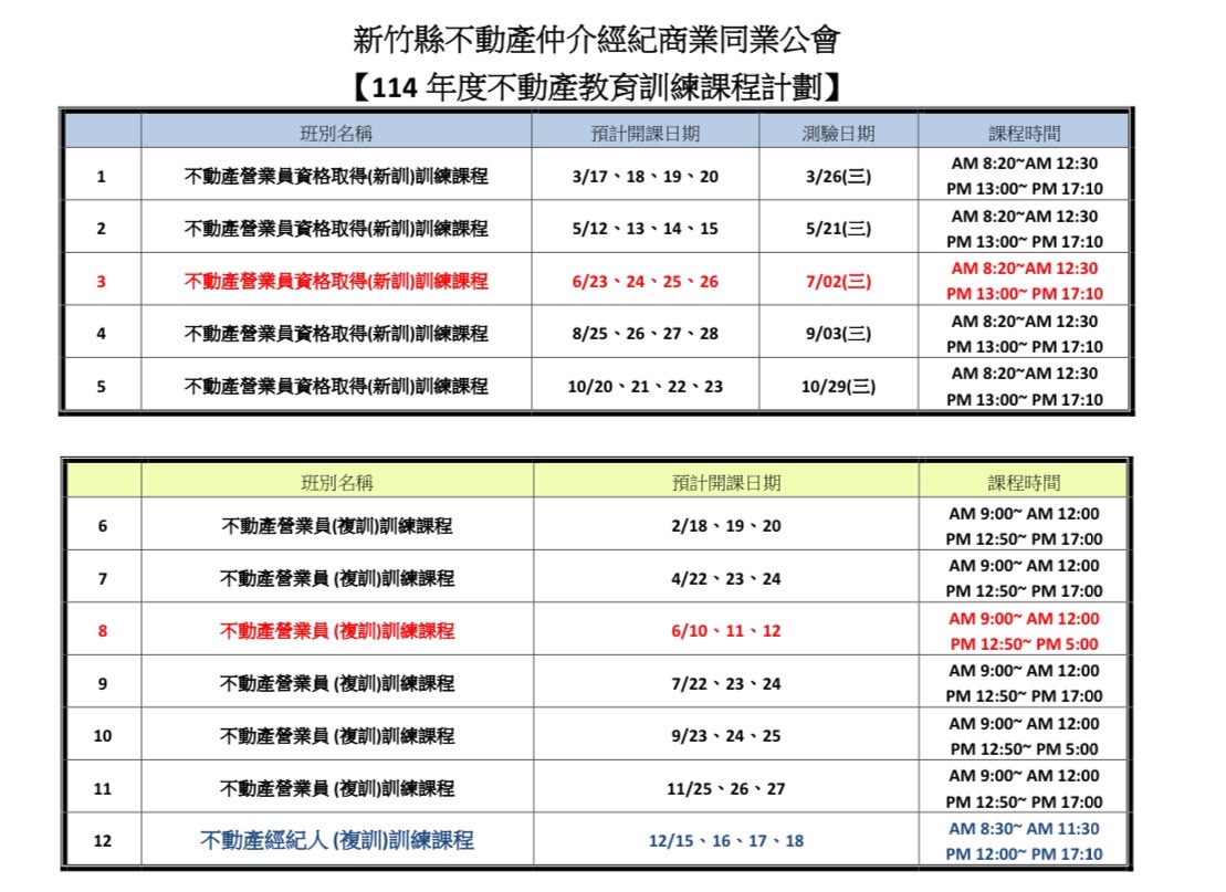 114年度不動產教育訓練計劃